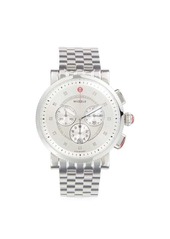 Michele 20MM Stainless Steel & Diamond Chronograph Bracelet Watch