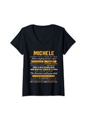 Womens Michele completely unexplainable family christmas V-Neck T-Shirt