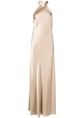 Michelle Mason backless halter-neck tie gown