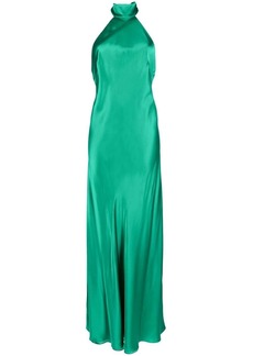 Michelle Mason backless halter-neck tie gown