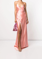 Michelle Mason cross-strap silk wrap gown