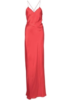 Michelle Mason cross-strap silk wrap gown