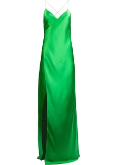 Michelle Mason cross-strap silk wrap gown