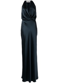 Michelle Mason draped-detail halterneck gown
