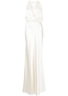 Michelle Mason draped halterneck gown dress