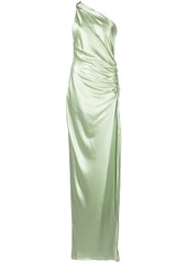 Michelle Mason gathered-detail one-shoulder silk gown