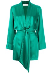 Michelle Mason tie-front silk satin minidress