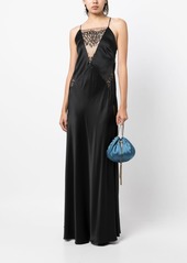 Michelle Mason lace-inset gown long sleeveless dress