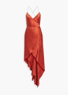 Michelle Mason - Asymmetric silk-satin wrap dress - Red - US 0