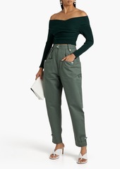 Michelle Mason - Off-the-shoulder cropped stretch-knit top - Green - XS