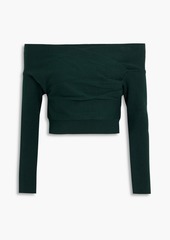 Michelle Mason - Off-the-shoulder cropped stretch-knit top - Green - XS