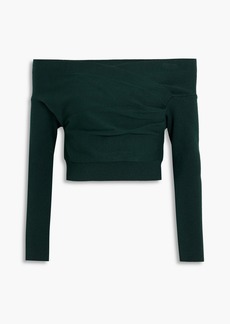Michelle Mason - Off-the-shoulder cropped stretch-knit top - Green - M