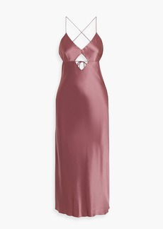 Michelle Mason - Cutout silk-satin midi dress - Pink - US 4
