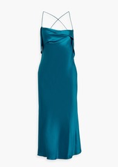 Michelle Mason - Draped silk-satin midi slip dress - Blue - US 8