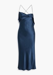 Michelle Mason - Draped silk-satin midi slip dress - Blue - US 8