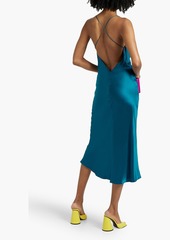 Michelle Mason - Draped silk-satin midi slip dress - Blue - US 0