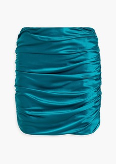 Michelle Mason - Ruched silk-satin mini skirt - Blue - US 0