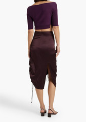 Michelle Mason - Off-the-shoulder cropped cotton-blend top - Purple - XS