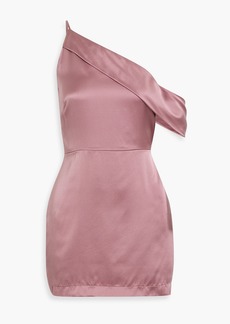Michelle Mason - One-shoulder draped silk-satin mini dress - Pink - US 0