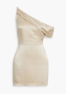 Michelle Mason - One-shoulder draped silk-satin mini dress - Neutral - US 0