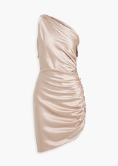 Michelle Mason - One-shoulder ruched silk-satin midi dress - Yellow - US 8