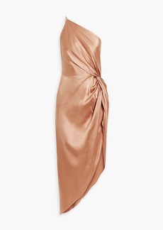 Michelle Mason - One-shoulder twisted silk-satin midi dress - Pink - US 4