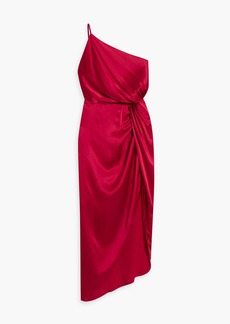 Michelle Mason - One-shoulder twisted silk-satin gown - Red - US 0