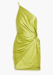Michelle Mason - One-shoulder twisted silk-satin mini dress - Orange - US 4