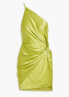 Michelle Mason - One-shoulder twisted silk-satin mini dress - Yellow - US 0