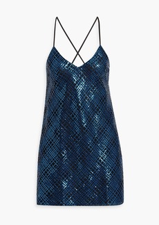 Michelle Mason - Sequined mesh mini slip dress - Blue - US 0