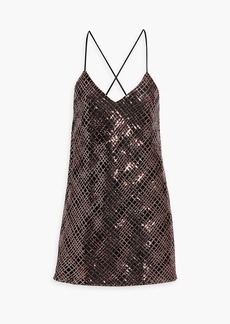Michelle Mason - Sequined mesh mini slip dress - Metallic - US 2