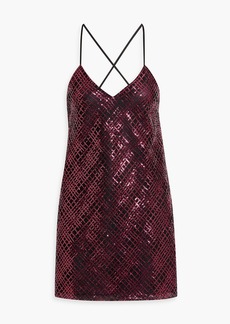 Michelle Mason - Sequined mesh mini slip dress - Pink - US 0