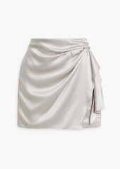 Michelle Mason - Wrap-effect draped silk-satin mini skirt - Gray - US 0