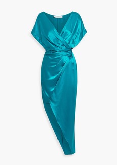 Michelle Mason - Wrap-effect silk-satin midi dress - Blue - US 0