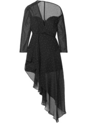Michelle Mason Woman One-shoulder Polka-dot Silk-chiffon Dress Black