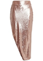 Michelle Mason - Asymmetric metallic velvet midi skirt - Pink - US 2