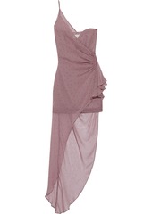 Michelle Mason Woman One-shoulder Draped Polka-dot Silk-chiffon Mini Dress Antique Rose