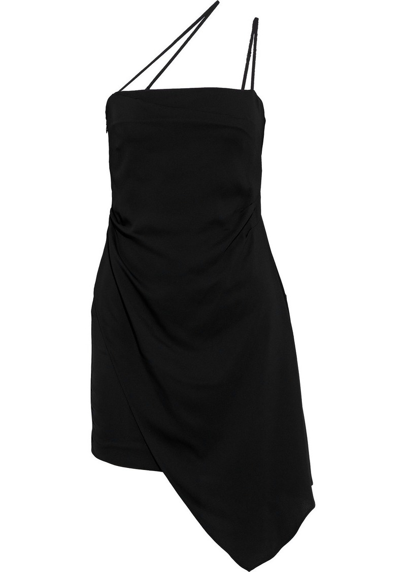 Michelle Mason Woman Asymmetric Stretch-crepe Mini Dress Black