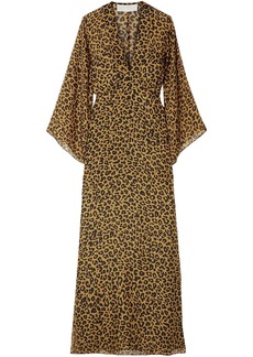 Michelle Mason - Wrap-effect leopard-print silk-chiffon maxi dress - Animal print - US 0