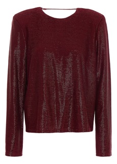 Michelle Mason - Open-back crystal-trimmed metallic stretch-jersey top - Burgundy - XS