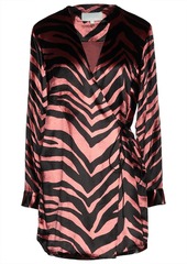 Michelle Mason - Zebra-print velvet mini wrap dress - Metallic - US 2
