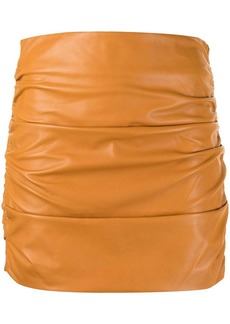 Michelle Mason ruched leather mini skirt