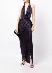 Michelle Mason satin backless halter-neck gown