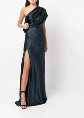 Michelle Mason silk asymmetrical gathered gown