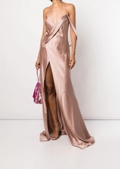 Michelle Mason silk wrap floor-length gown
