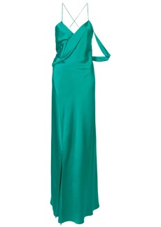 Michelle Mason strappy wrap cowl gown