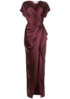Michelle Mason wrap drape-detail gown