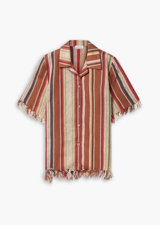 MIGUELINA - Briar fringed striped linen shirt - Red - XS