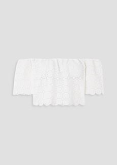 MIGUELINA - Kela off-the-shoulder cropped crocheted cotton top - White - S