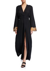 Miguelina Zaida Silk Long-Sleeve Coverup Dress 